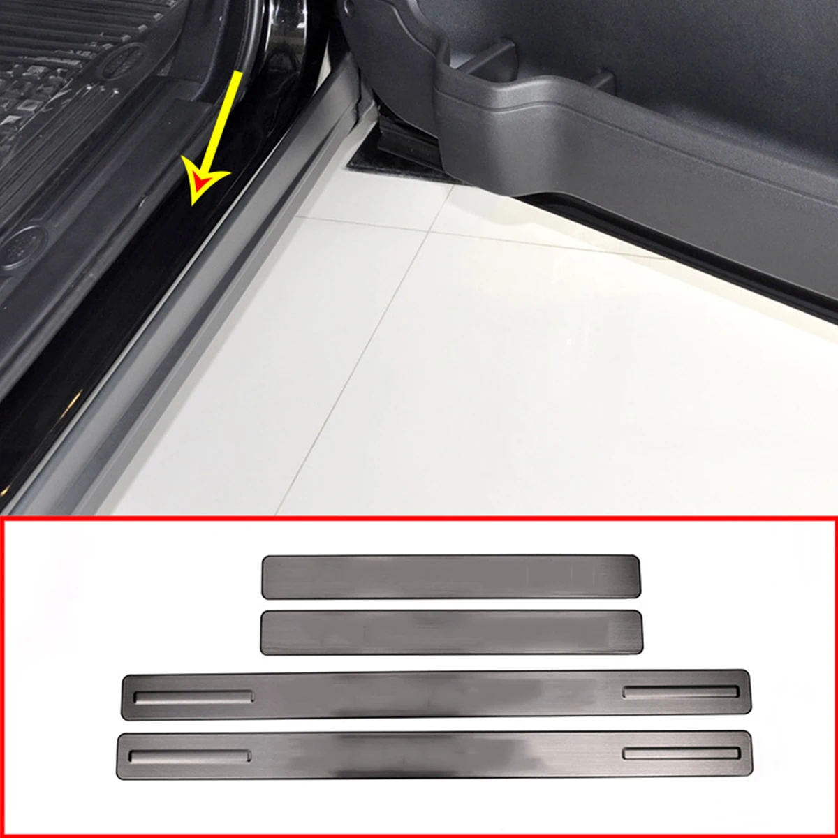

Black Stainless Steel For Land rover Discovery 4 LR4 2010-2016 Outside Door Sill Scuff Plates Cover Trim Accessories gty