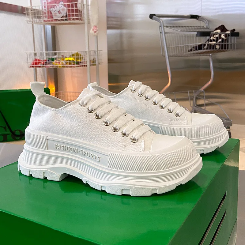 

Женская повседневная обувь на толстой подошве, износостойкая парусиновая простая универсальная обувь в Корейском стиле для осени, 2023