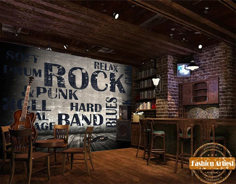 Custom Hi-fi Guitar Cd Wallpaper Mural 3d Music Wall Rock Roll Blues Band Jazz Tv Sofa Living Room Bedroom Cafe Bar Restaurant |