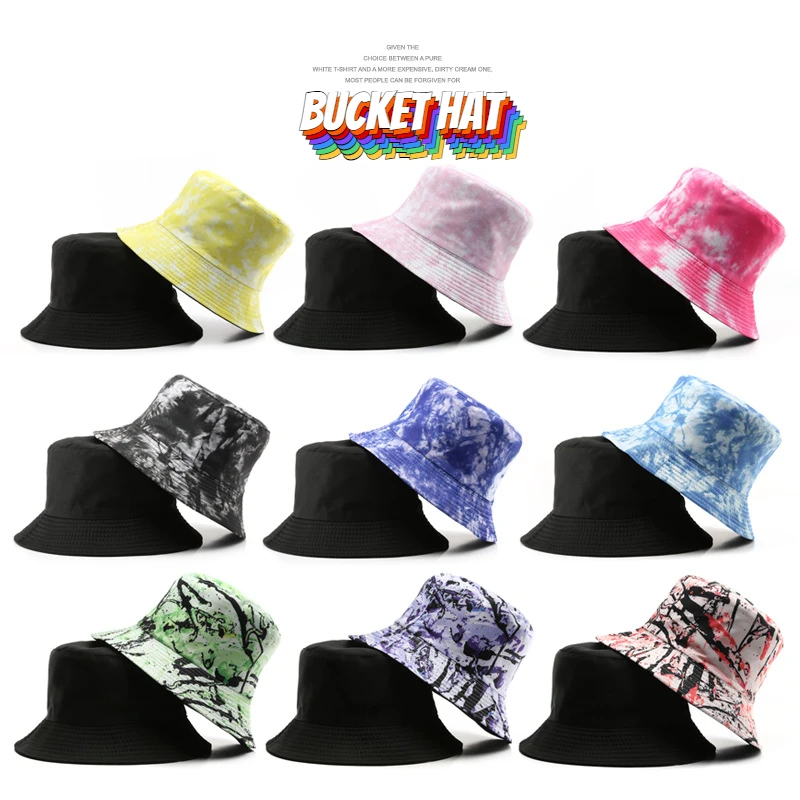 

Mountain Diboy 1PC Bucket Hat Graffiti Double-sided Tie-dye Graffiti Basin Cap Outdoor Travel Sports Sun Protection Bonnet