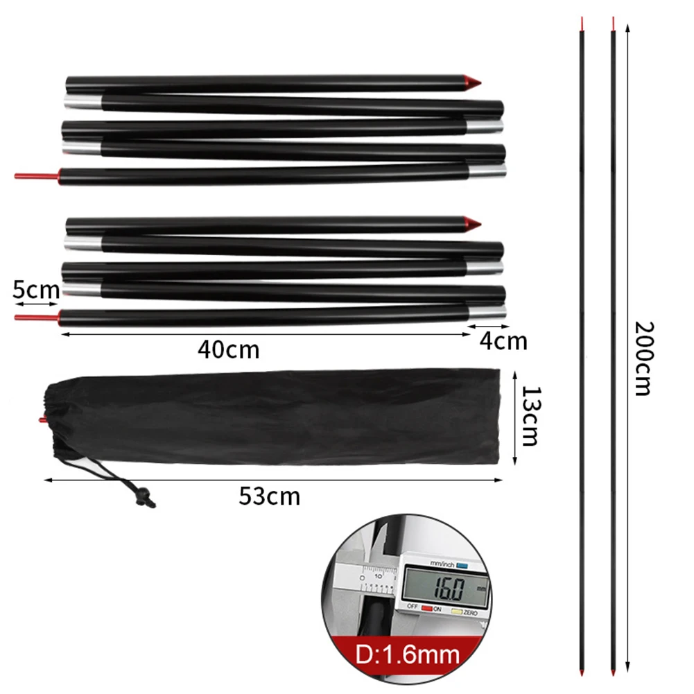 

Durable and Lightweight Aluminum Alloy Tent Poles for Camping and Shelter 5 Sections 2m/2 1m Length 1 6cm/1 92cm Dia