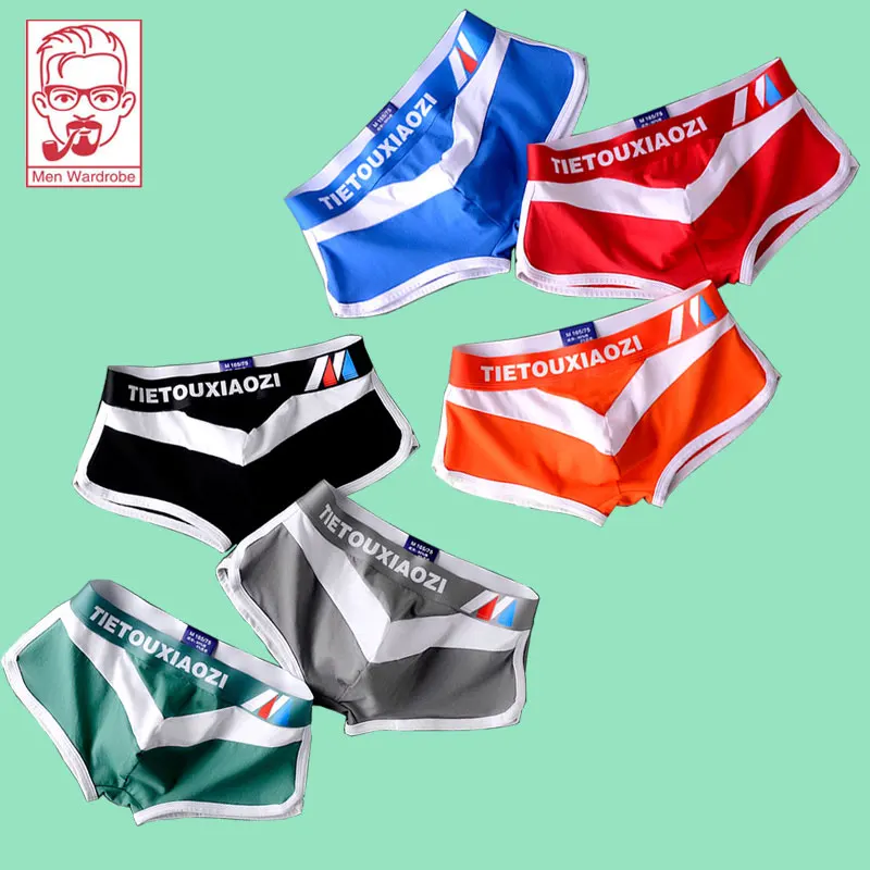 

Lron Head Boy Men's Underwear Cotton Large Size Pure Color Sports Breathable Flat Leg Pants Sexy Boxer Underwear Men's Shorts