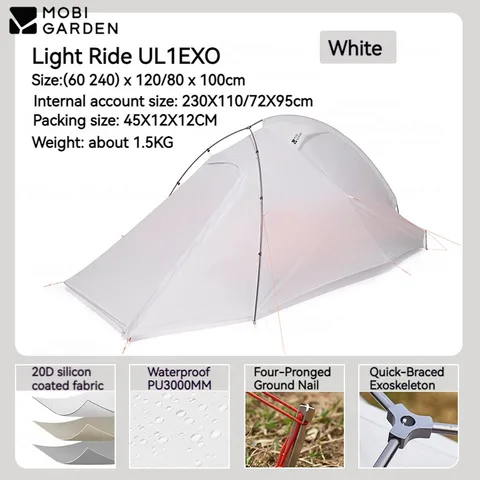 MOBI GARDEN Световая палатка EXO 1-2 человек белая
