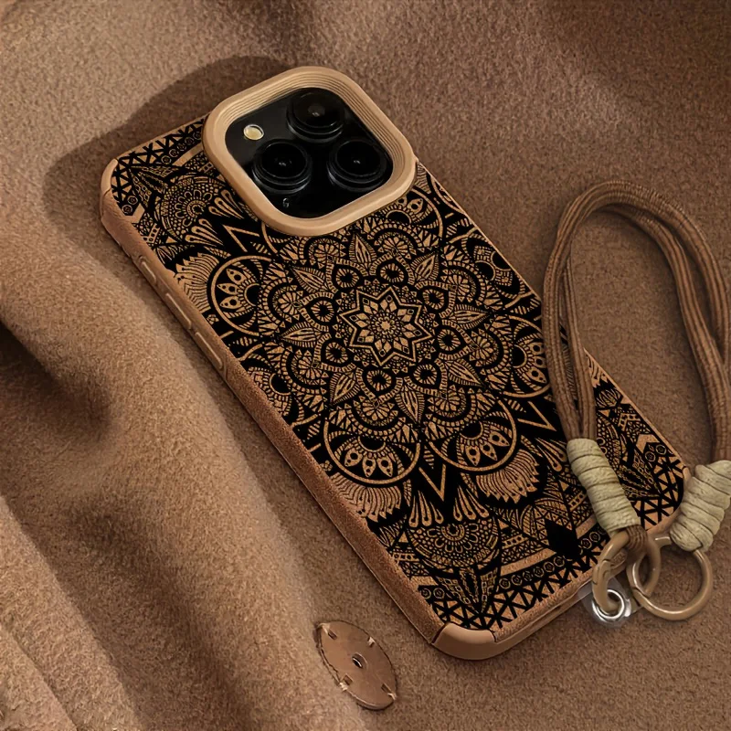 Защитный чехол для iPhone 15, 17, 14, 16, 13, 12, 11 Pro Max, X, XS, Air 15, 16, 14 Plus с ремешком на руку и узором мандала в стиле бохо (art.: 3920dcbadb9df) - 3920dcbadb9df