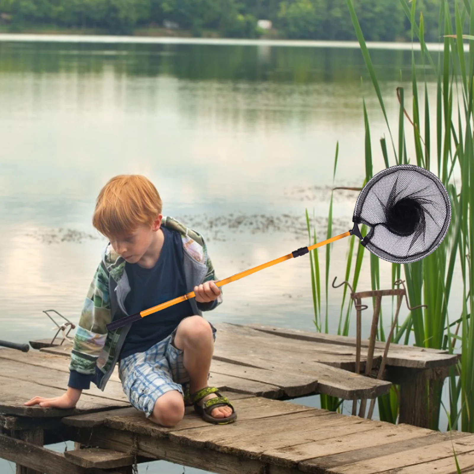 

Fishing Net Portable Fish Landing Net with Telescopic Pole Handle carp fishing
