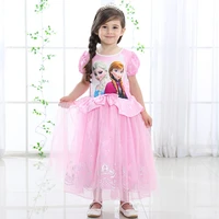 summer kids dresses for girls frozen elsa short sleeve princess dresses vestidos birthday children costume girl outfits