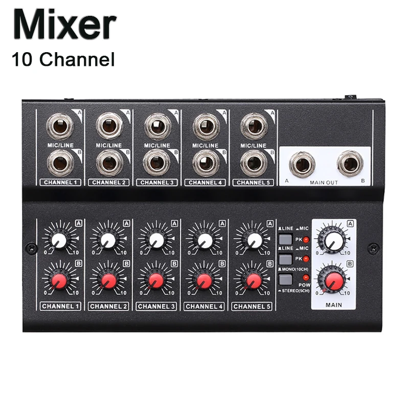 

MIX5210 10 Channel Mixing Console Digital Audio Mixer Stereo usb mixer audio for Recording DJ Network Live Broadcast Karaoke
