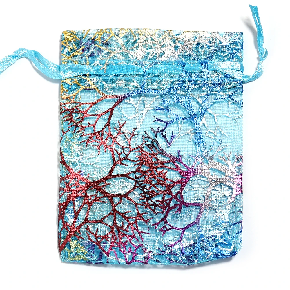 

Мешочки из пряжи на шнурке с коралловым узором, пакеты для упаковки ювелирных изделий, дневное дерево, подарочные пакеты, 7 Х9 см, 9 х12 см, 10 х15 см, 10 шт./партия