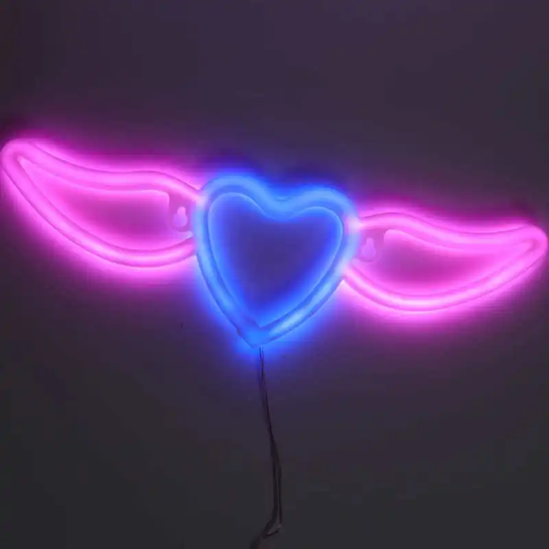 

Красочная фотография, неоновая фотолампа в форме сердца, крыла, неоновая стена, атмосферная лампа для ресторанов, баров, домашние украшения