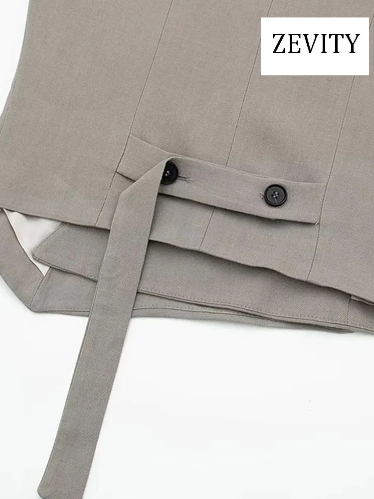 ZEVITY женский модный Асимметричный жилет с пуговицами спереди винтажная женская
