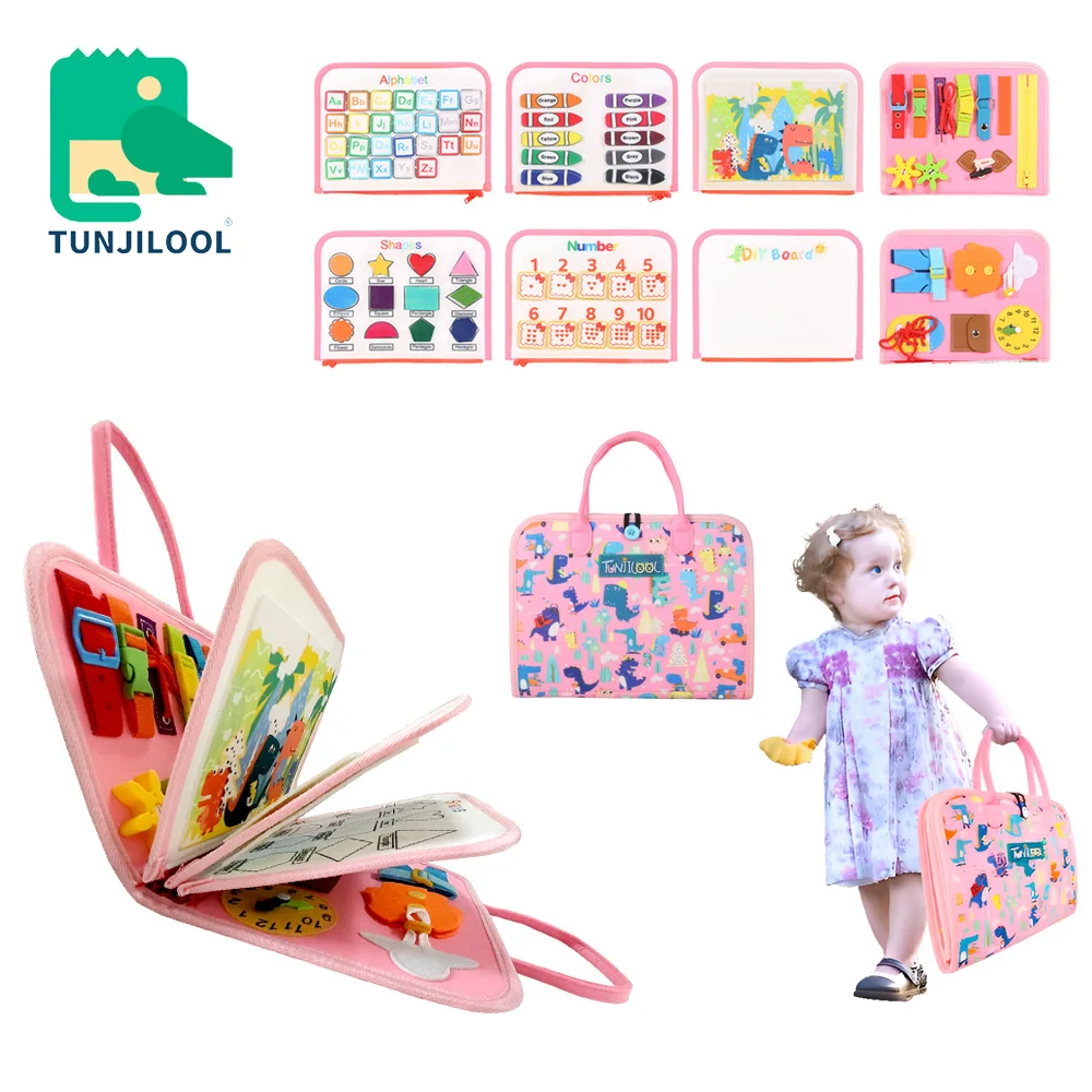 

TUNJILOOL Montessori Toddlers Busy Board 3D Baby Story Cloth Book Sensory Montessori Board Baby Early Educational Toys