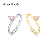 real 925 sterling silver simple pink triangular zirconium ring size for 5 6 7 8 9 for women simple design ring fine jewelry gift
