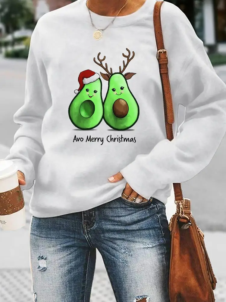 

Avocado Love Style 90s Trend Sweatshirts Women Holiday Merry Christmas Fashion Clothing Casual Female Print Graphic Pullovers