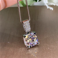 new crystal cubic zirconia engagement necklace for women high quality silver color accessories luxury female jewelry gifts