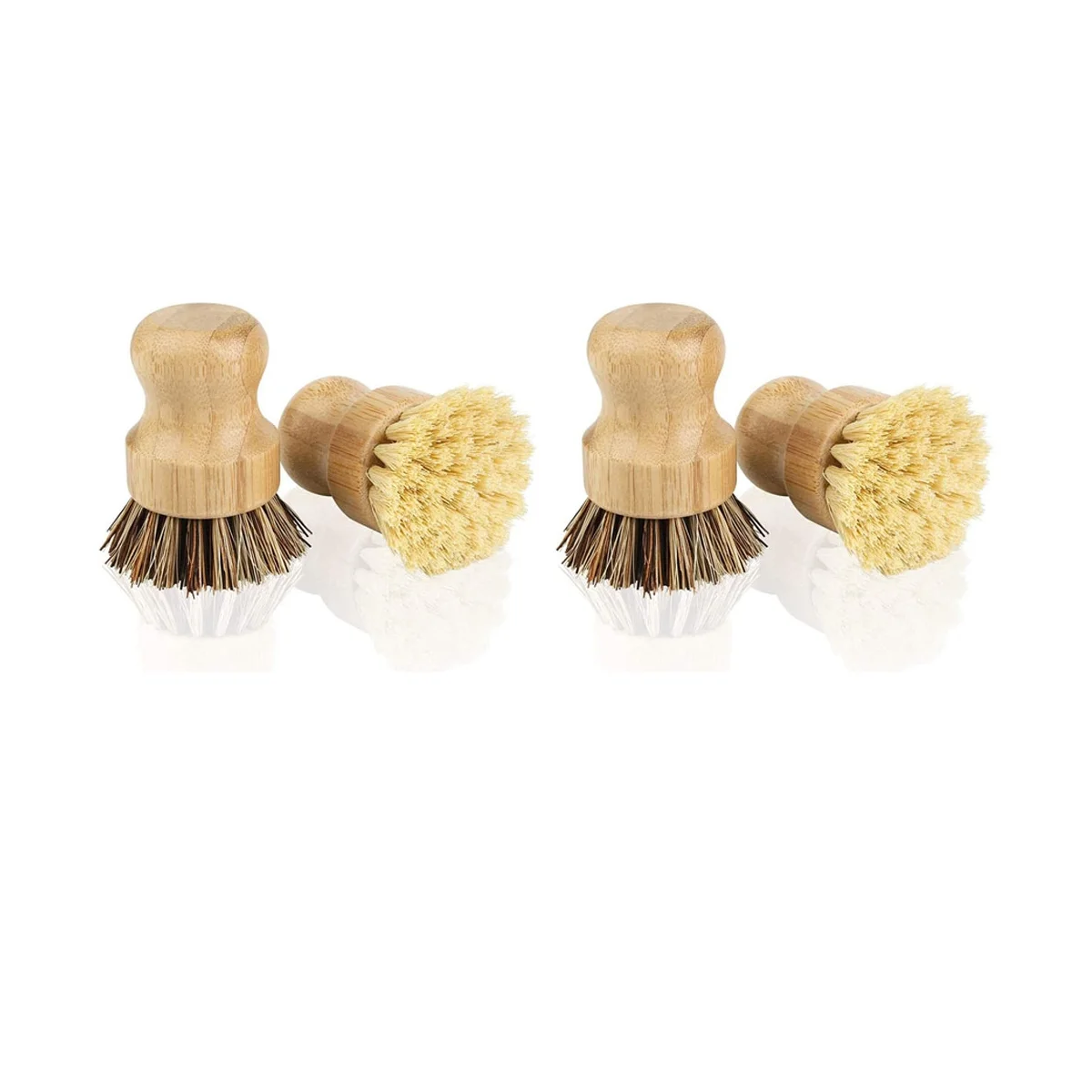 

Bamboo Dish Brush 4Pcs Bamboo Mini Scrub Brush Pot Brushes Dish Scrubber for Cast Iron Skillet, Kitchen Sink, Bathroom