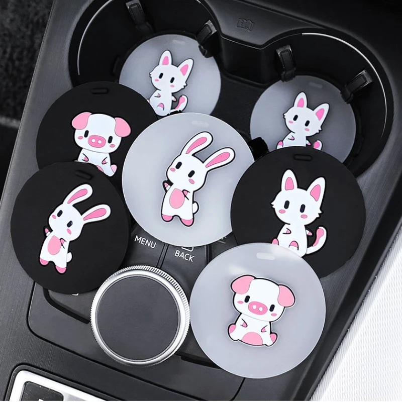 

Cartoon Cute Animal Coaster for Car Creative Silicone Non-slip Coaster Coffee Cups Mugs Cans Mat Car Decor Auto Accessories