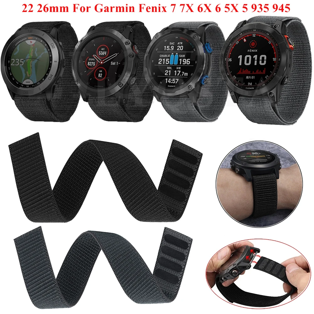 

Ремешок нейлоновый для смарт-часов Garmin Fenix 7 7X 6 6X Pro Fenix 5 5X Plus 3HR 935 945 D2