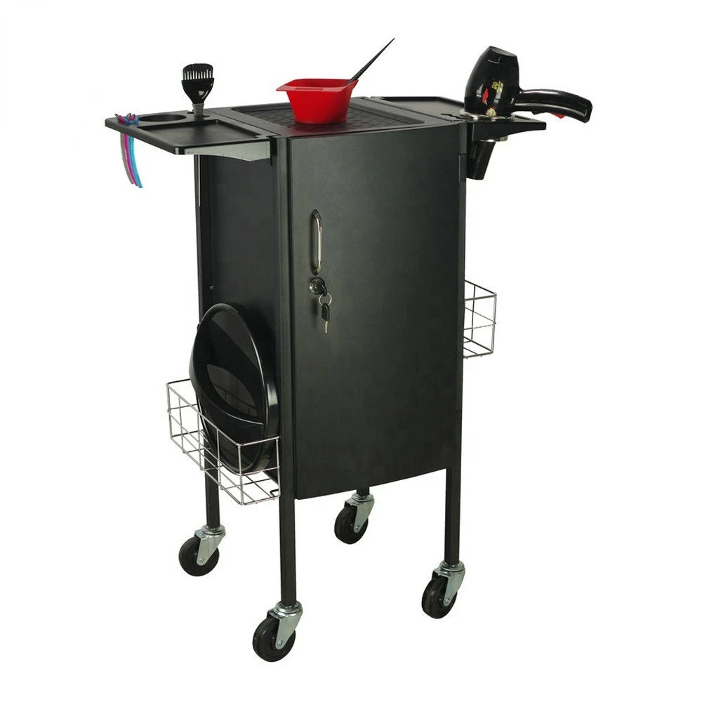 

2018 new style Deluxe Lockable black Metal Hair Trolley