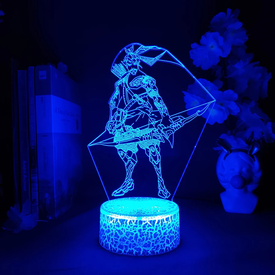 Фото Светодиодный ночник Overwatch Shimada Hanzo, крутой рождественский подарок для OW Gamer, детская спальня, крутое освещение, вещи для игровой комнаты №4