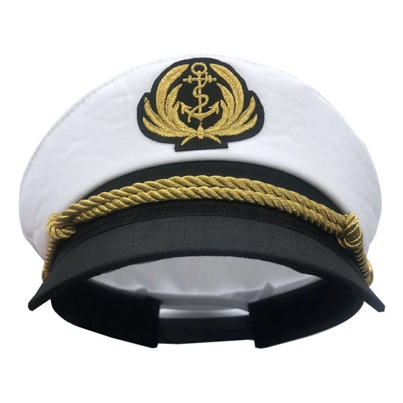 Yacht Captain Hat Navy Marine Hat Adjustable Sailor Captain Costume Men Boat Navy Hat for Adult Kid Men Women