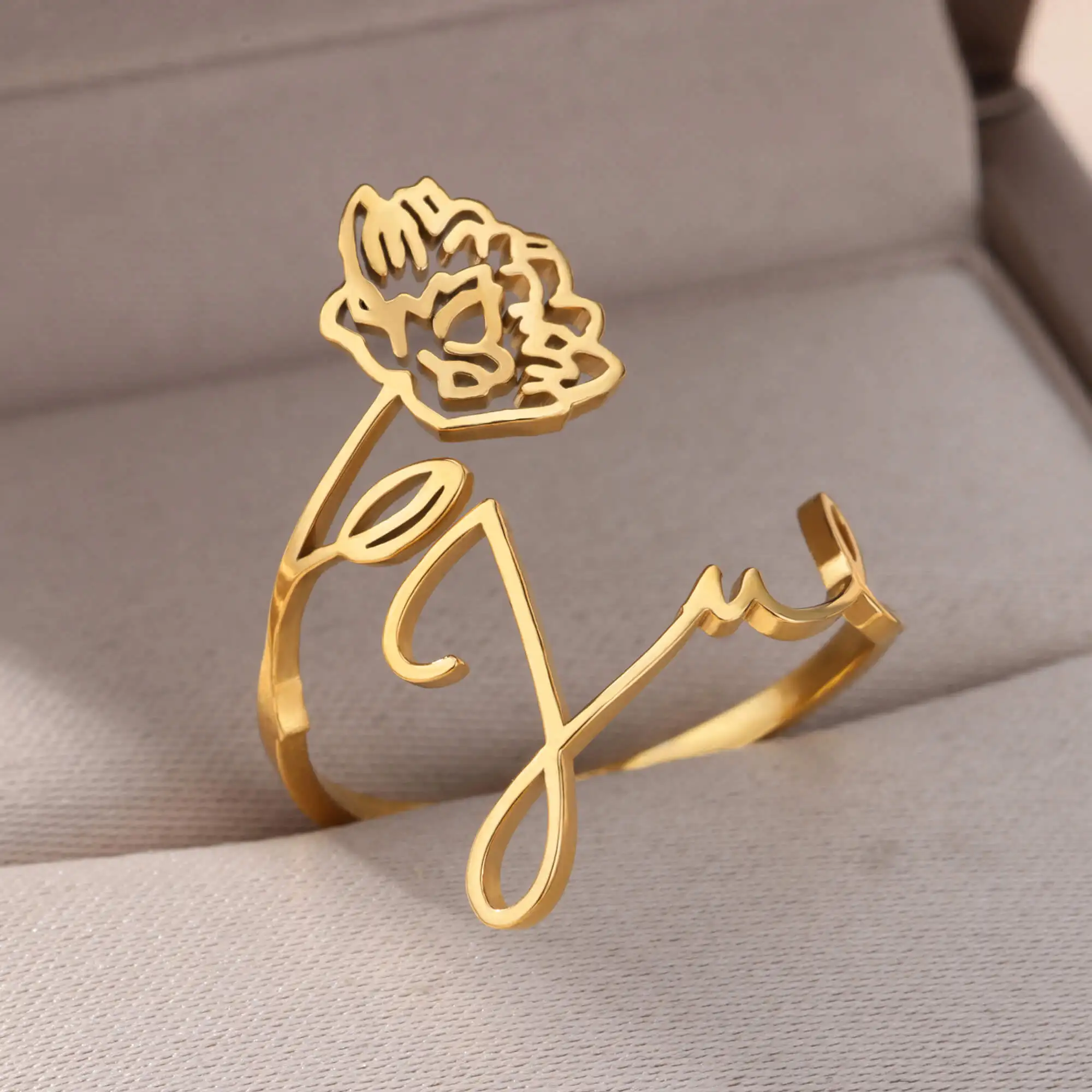 

Birth Month Flower Rings for Women Gold Plated Adjustable Stainless Steel Ring Months Floral Aesthetic Jewelry 2023 anillos