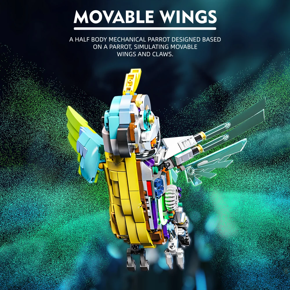 688 шт. Детский конструктор попугай