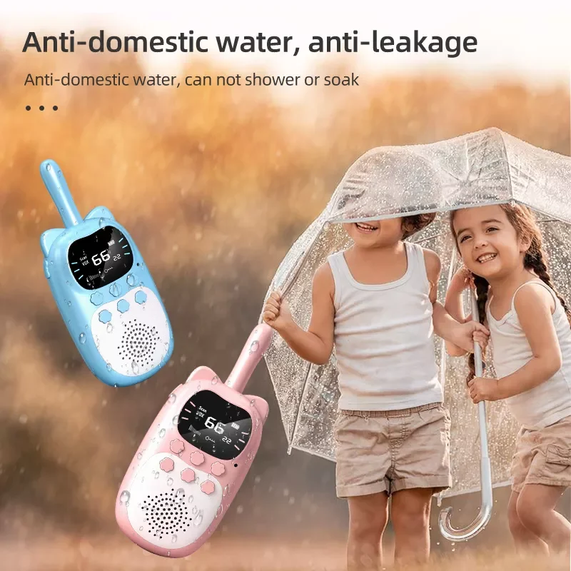 2pcs Children Walkie Talkie Kids Rechargeable 1000mAh Handheld 0.5W 5km Radio Transceiver Interphone Toy For Girls and Boys Gift