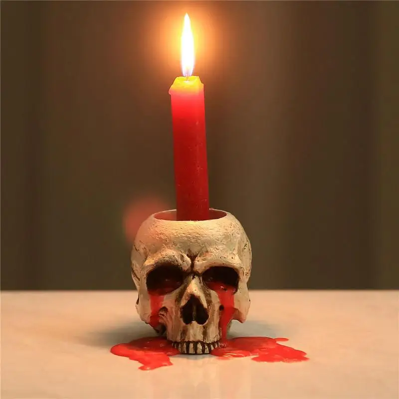 

Crying Skull Taper Candle Holder Candelabrum Dinner Home Skeleton Ornament Skeleton Statue Sculpture Christmas Decoration