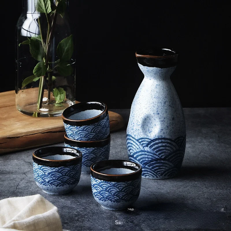 

Ceramic 40ml Sake Cup 240ml Pot Japan Style Haibo Sake Wine Set Wine Shochu Jug Spirits Distilled Liquor Household Wine Drinks
