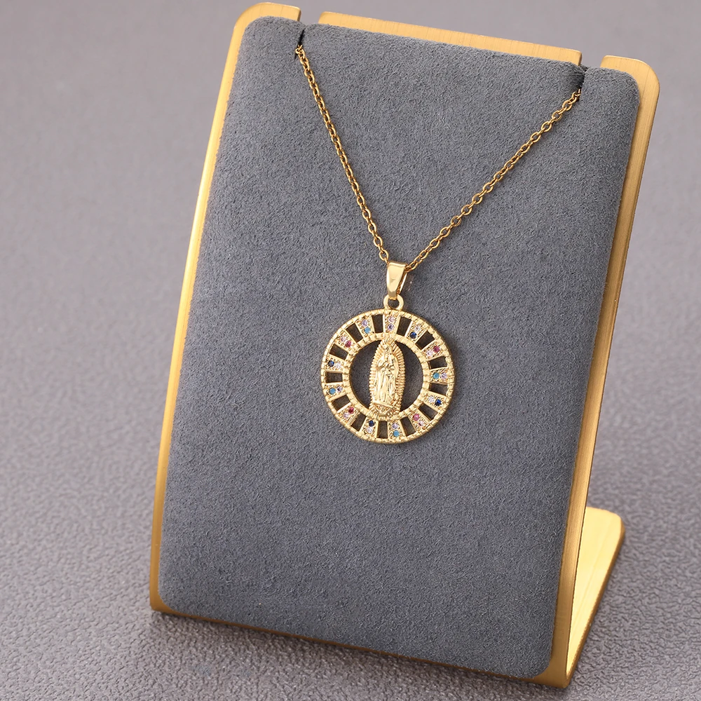 

new 2023 copper Necklace Plated golden Virgin Mary Pendent Necklaces For Charm Women Birthday Party Fashion Jewelry