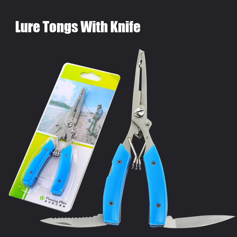 Lure Tongs With Knife Stainless Steel Fish Controller Multi-function Fishing Pliers Take Off Hook And Cut Line Fishing Gear