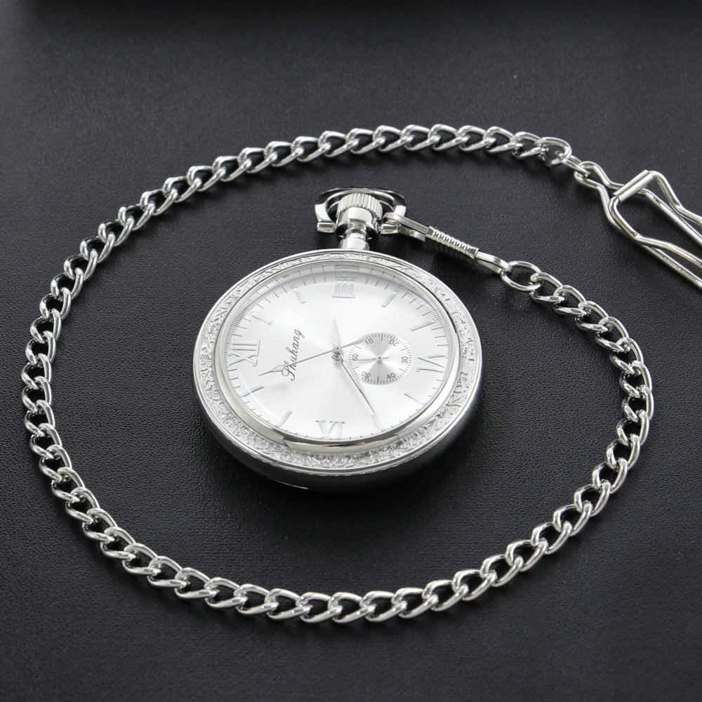 New Classic Timing Code Mechanical Pocket Watch with Fob Chain Men's Roman Digital Dial Fashion Pocket Watch Gift