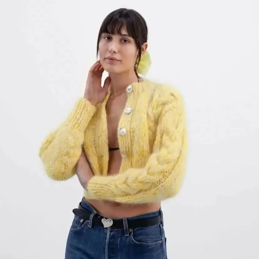 Новинка весна-осень 2024 модный темпераментный тонкий жареный вязаный кардиган