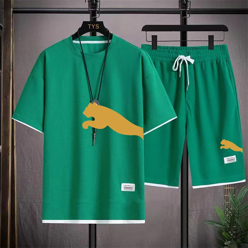 Men's Sportswear Short Sleeve T-shirt And Shorts Korean Tracksuit Men's Casual Clothing Joggers Sets Summer Fashion