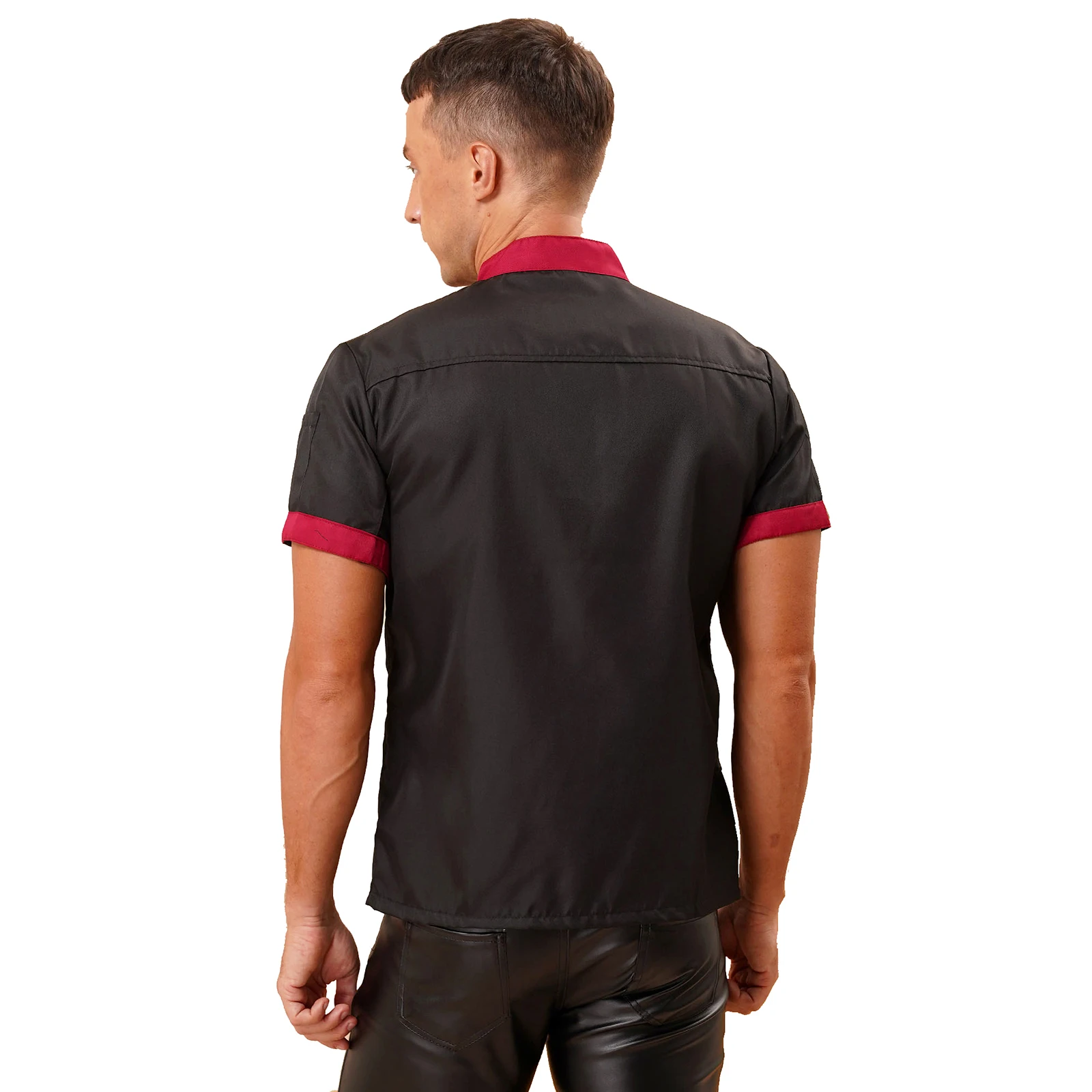 Мужская и Женская куртка шеф-повара контрастных цветов воротник-стойка пальто