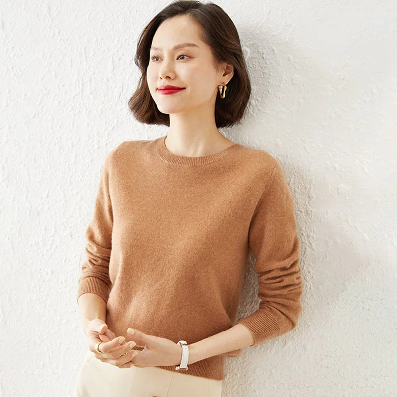 

Women Sweater Autumn Winter O-neck Solid Pullovers Spring Warm Slim Bottoming Shirt Long Sleeve Casual Basic Pull Femme Sweater