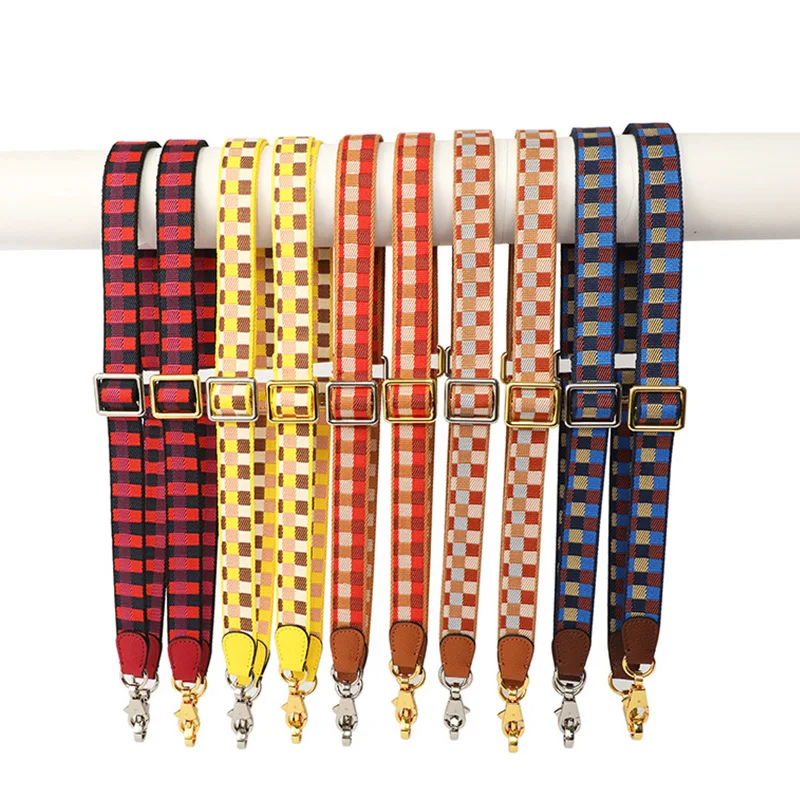 Tinberon Bag Strap for Crossbody Luxury Designer Square Grid Jacquard Shoulder Straps Belt Adjustable Wild Canvas Strap For Bags