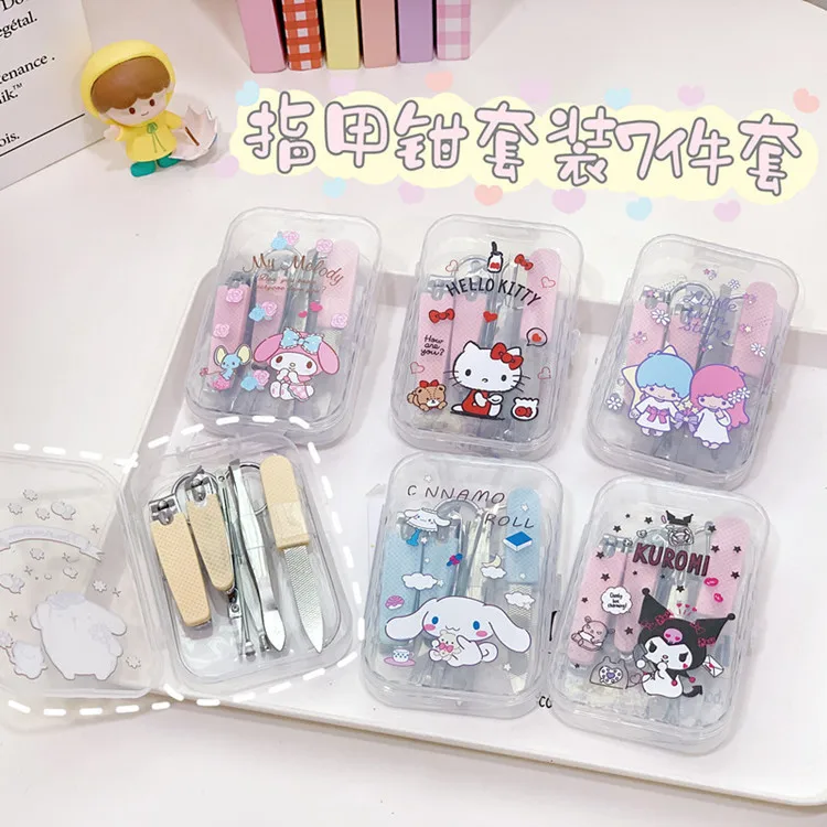 

7 шт., силиконовые клещи для ногтей Sanrio Kuromi Cinnamoroll