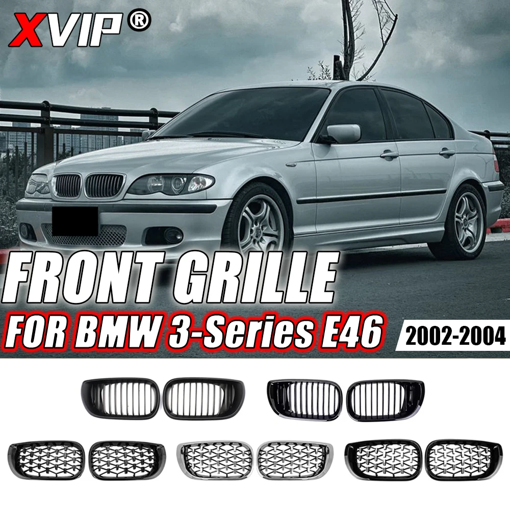 XVIP Gloss Single Line Style Front Kidney Racing Grilles for BMW 3 Series E46 325i 4-Door 2002-2004