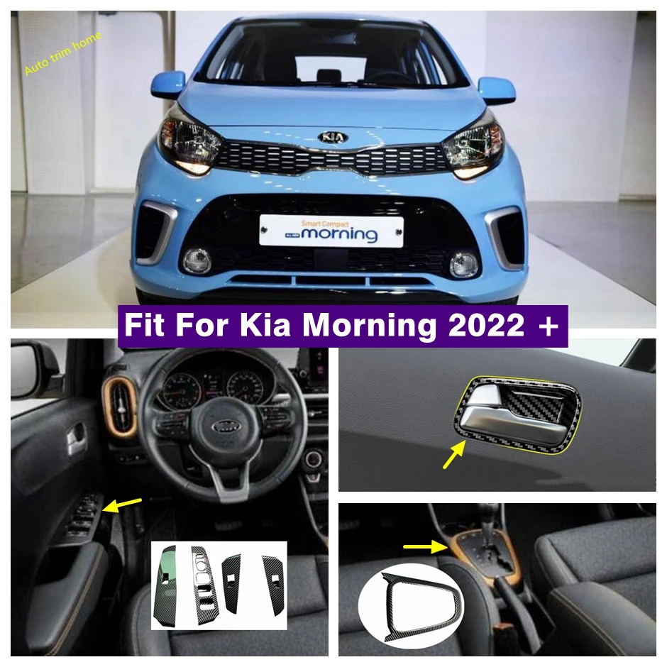 

Аксессуары, ручка для дверной ручки, подлокотник, стеклянная Кнопка подъема, панель, крышка для Kia Morning 2022, внутренняя отделка из углеродного ...