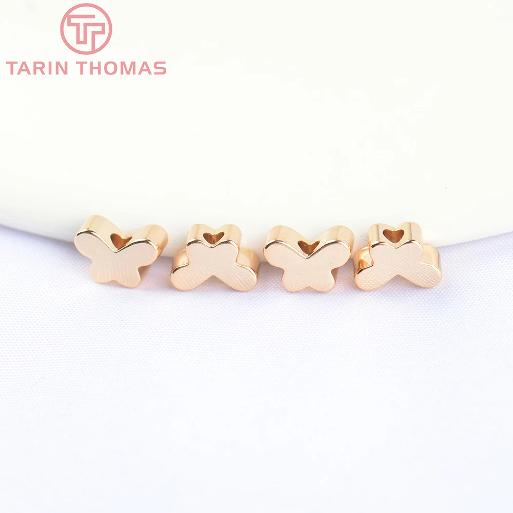 

20 шт., латунные бусины-бабочки для браслета, 7 Х5 мм