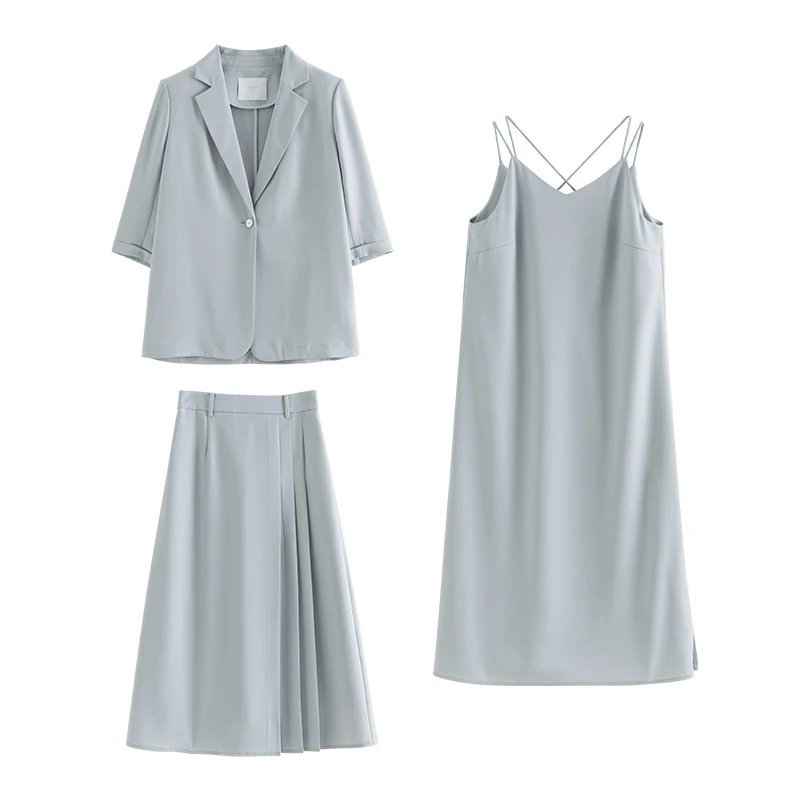 Женский костюм из блейзера и юбки ZIQIAO летний трех предметов повседневный офисный