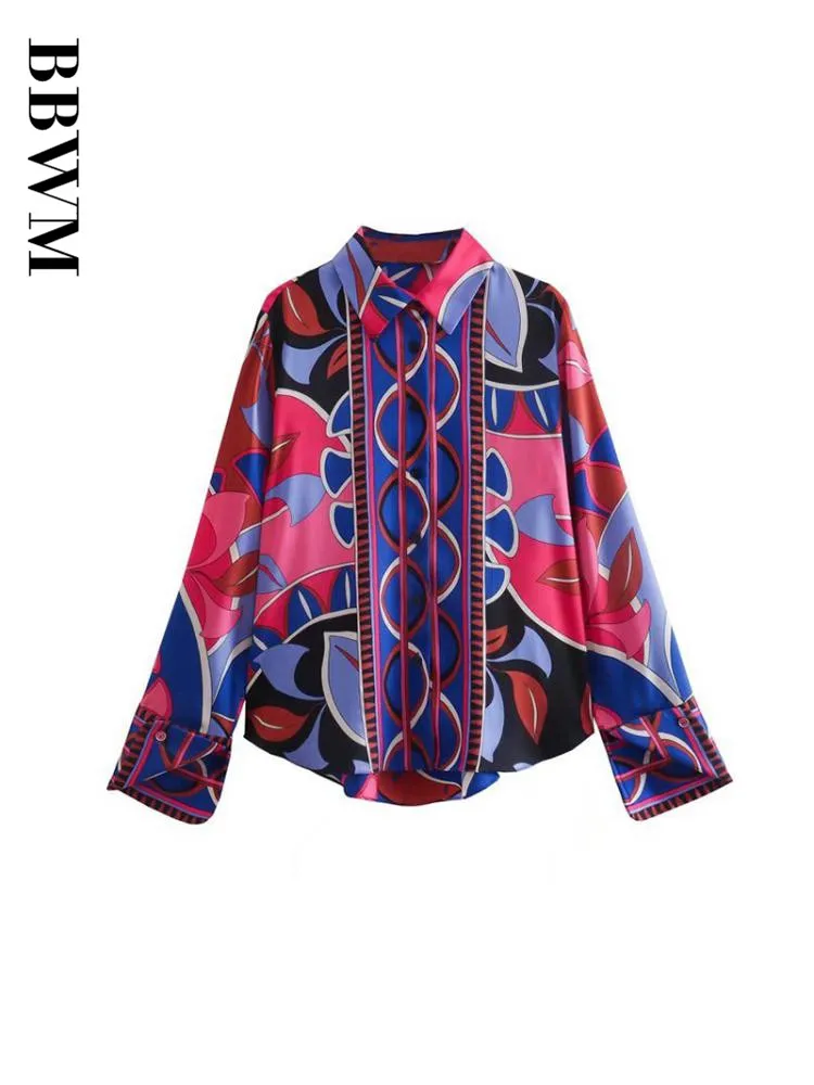 Женская однобортная блузка с длинным рукавом и принтом рубашка мини-юбкой шорты