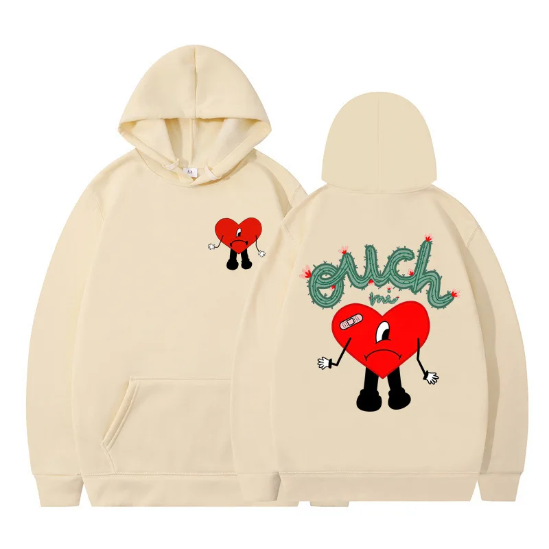 

2022 New Un Verano Sin Ti Bad Bunny Cartoon Print Fashion Casual Hoodie for Men Autumn Winter Warm Casual Pullover Sportswear