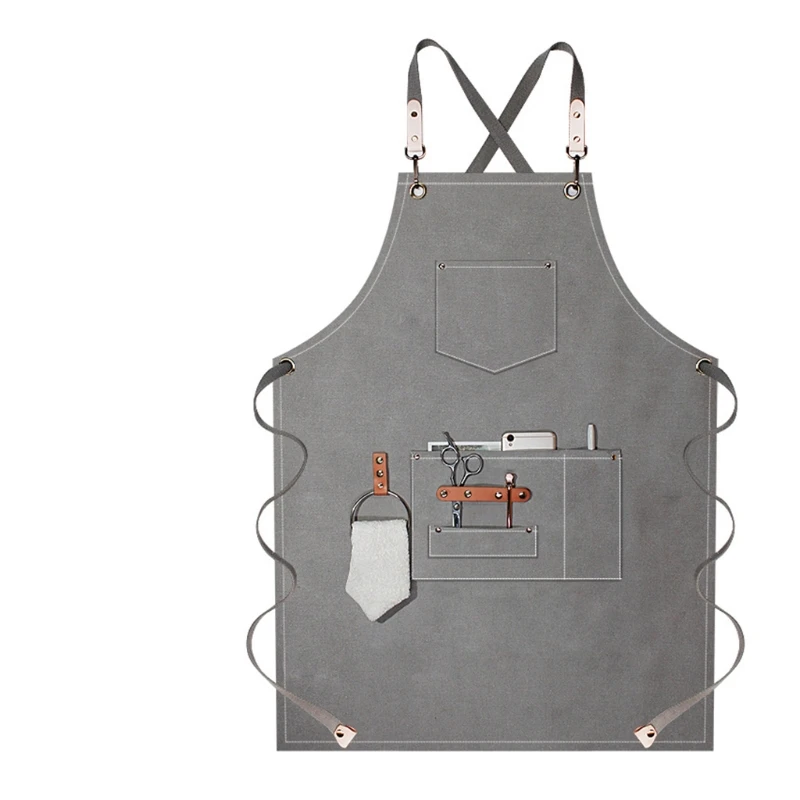 

Utility Work Apron Canvas Apron Workshop Tool Apron with Adjustable Straps for Barber,Kitchen,Gardener,Cafeshop