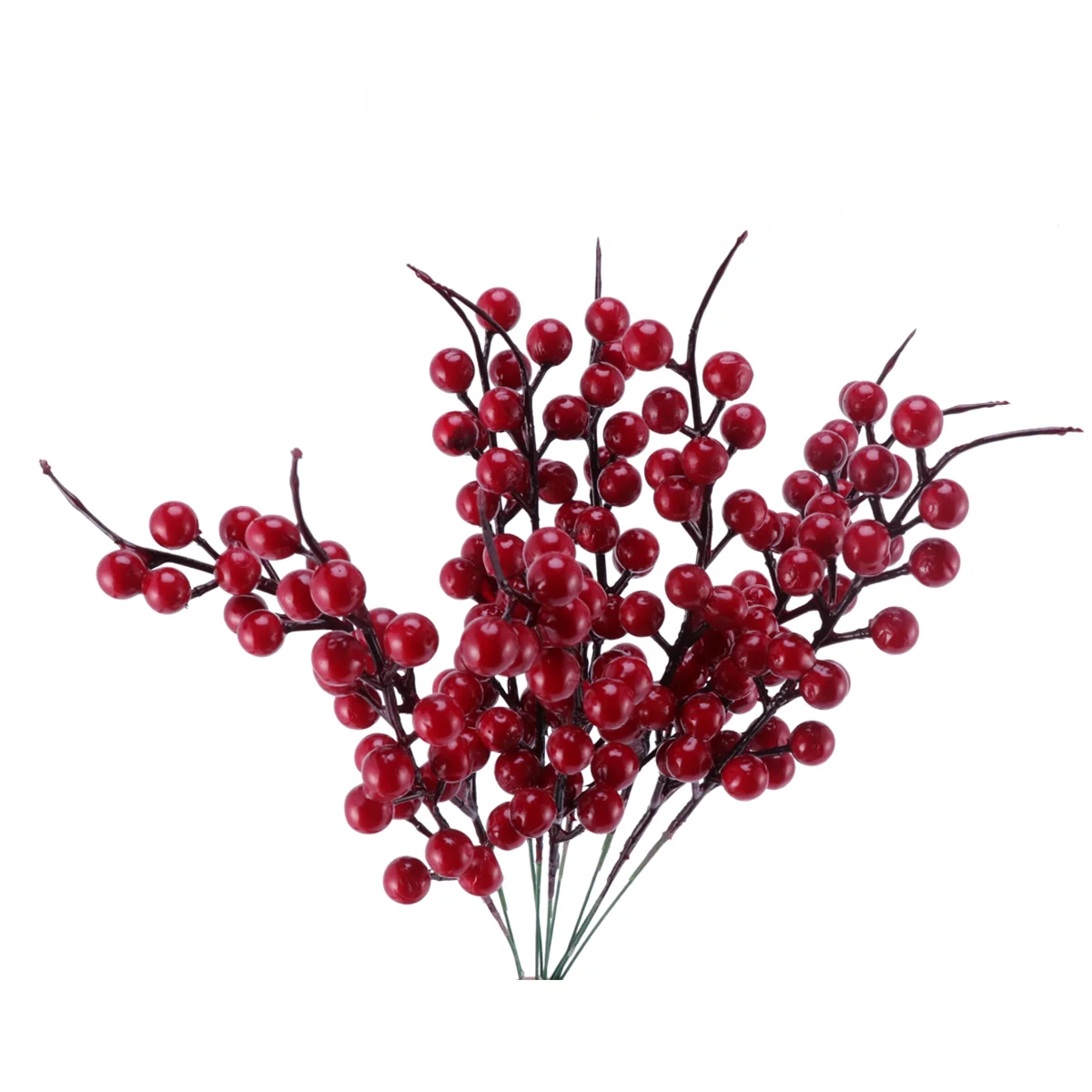 

Berry Red Artificial Christmas Xmasflower Simulation Decor Branches Stems Berries Simulated Decoration Home Color Realistic Tree