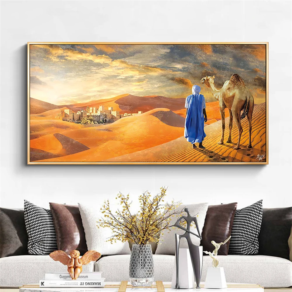 

Картина на холсте «город в пустыне», постеры и принты для путешествий, современное настенное искусство, декор для гостиной