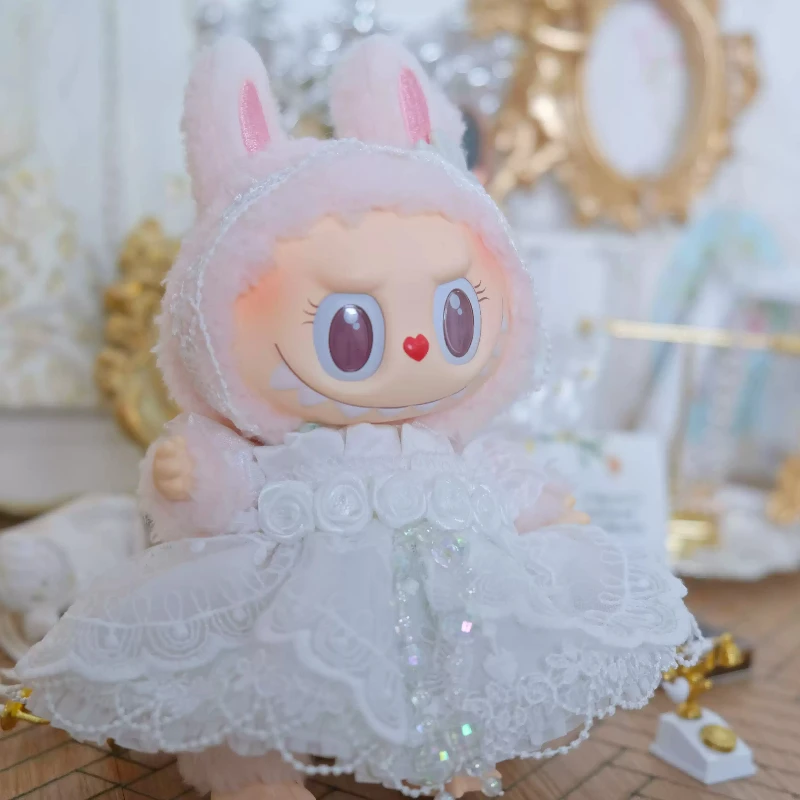 17 см куклы Labubu Idol милая одежда красивый цветок милое платье аксессуары свадебное