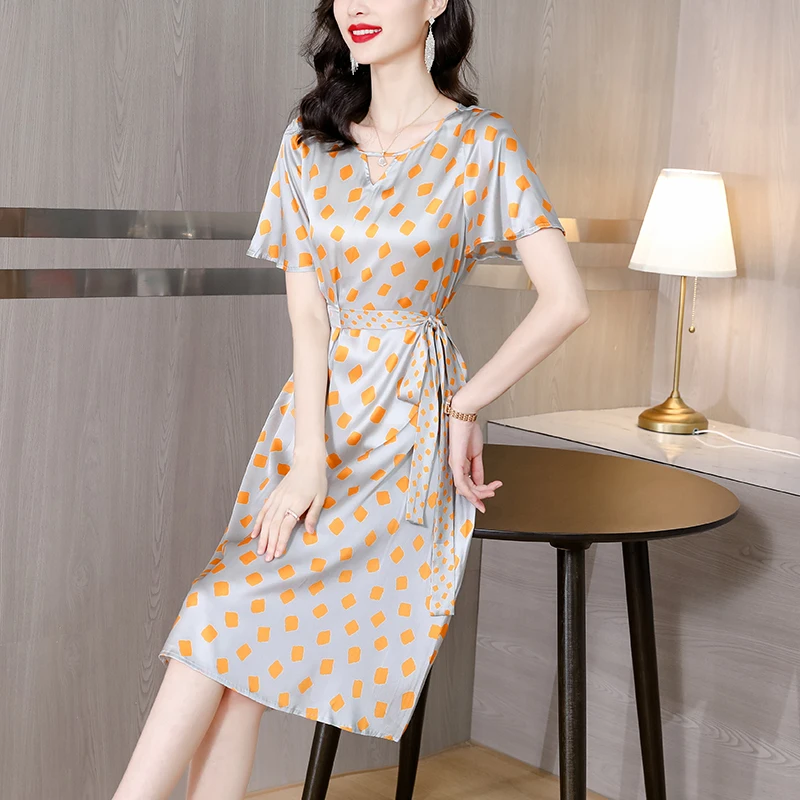 

Женское летнее платье COIGARSAM, новинка 2022, шелковые платья оранжевого цвета с высокой талией, Прямая поставка