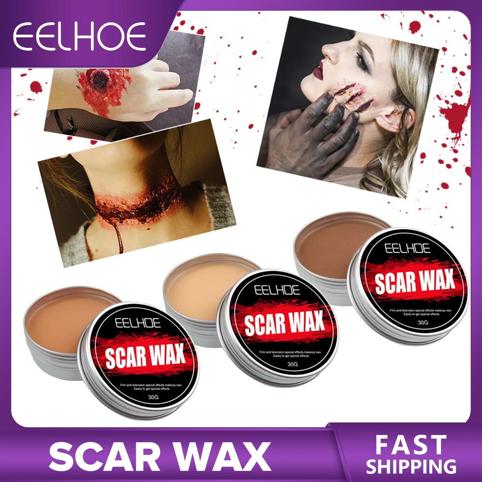 

Halloween Makeup Skin Wax Body Fake Wound Simulation Wax Realistic Special Effects Cosmetic Props Novelty Creative Body Painting